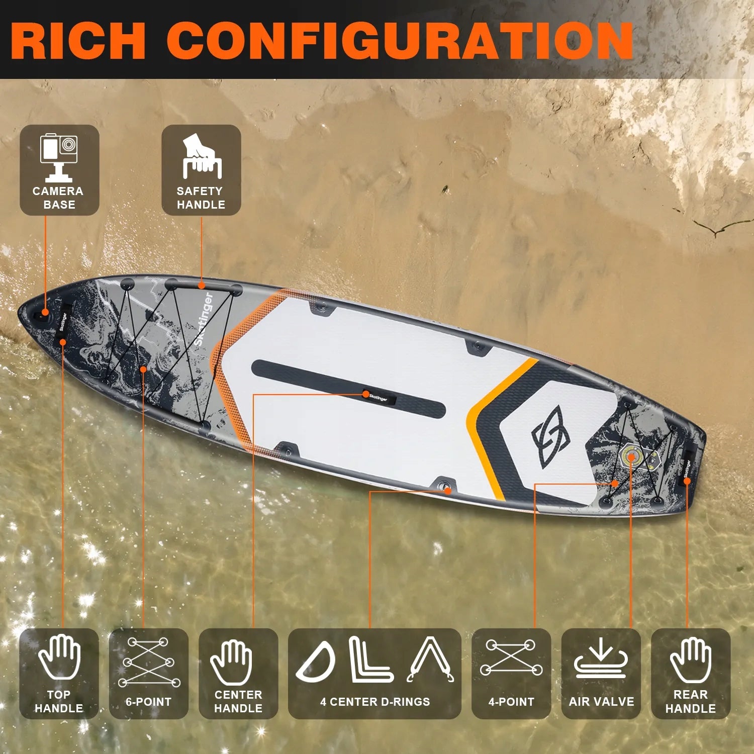 SUP board Skatinger Thor Grey 11'6'' 350x89x15 cm Touring with accessories, wi Model touring
