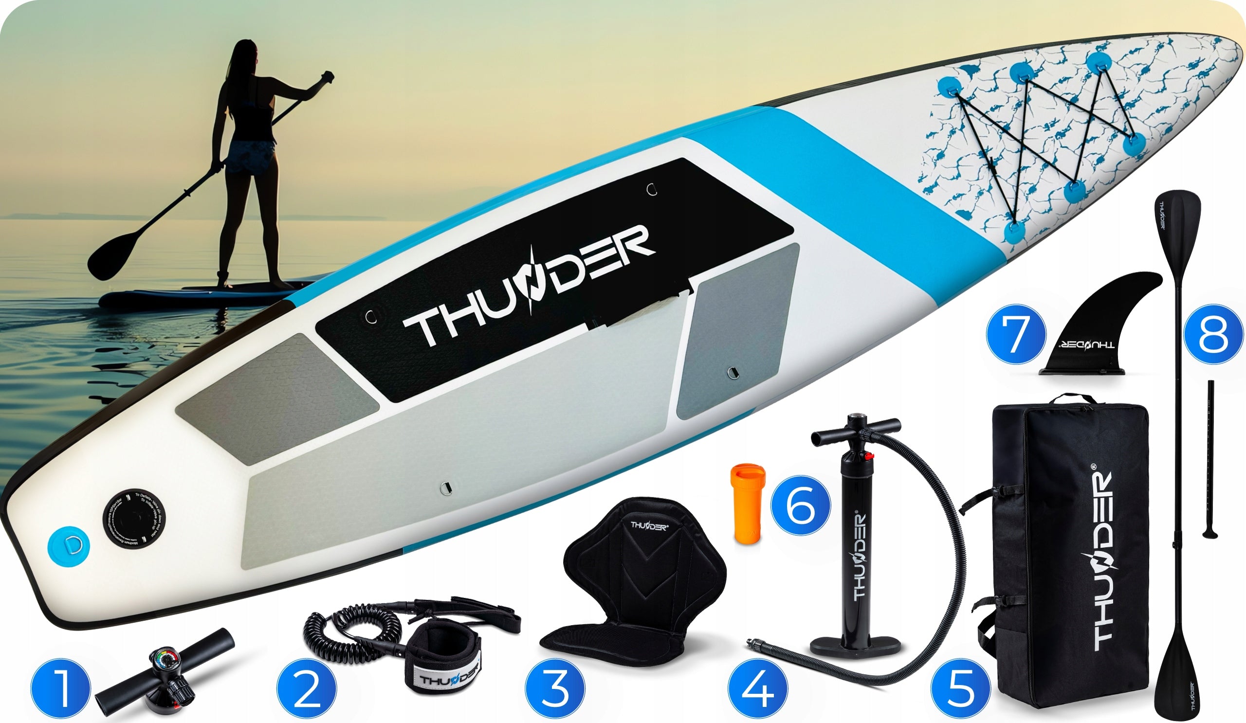 SUP board for swimming 320cm inflatable pumped with seat THUNDER Manufacturer code MARIS