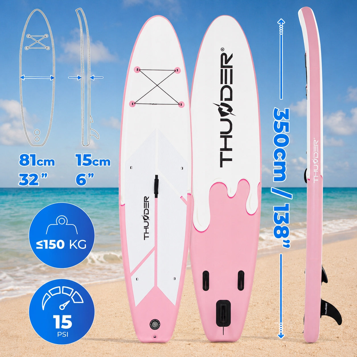 SUP board for swimming paddle board 350cm pumped set with paddle Thunder Packaging status original