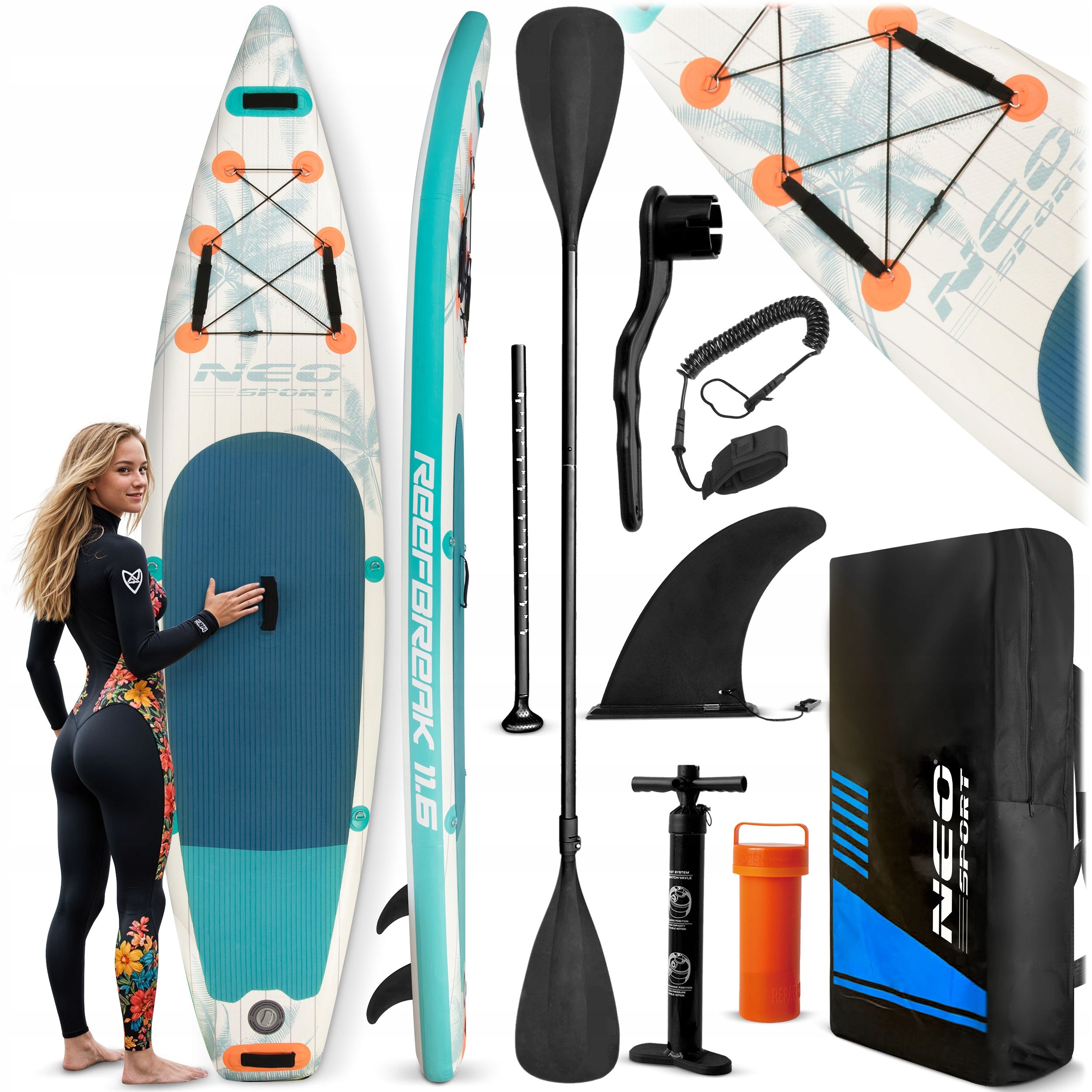 SUP board for swimming pumped STAND UP PADDLE 350cm ACCESSORIES SET