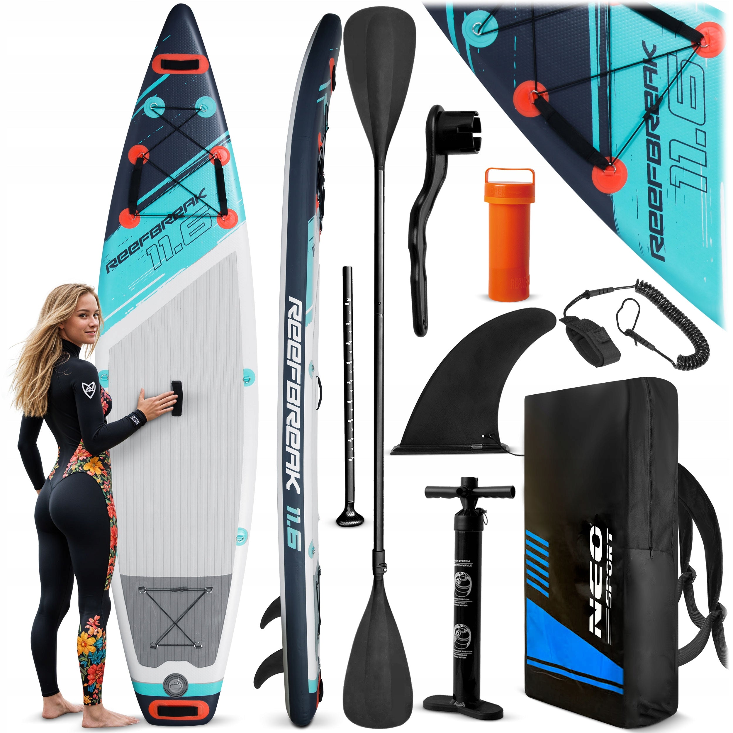SUP board for swimming pumped STAND UP PADDLE 350cm RF ACCESSORIES