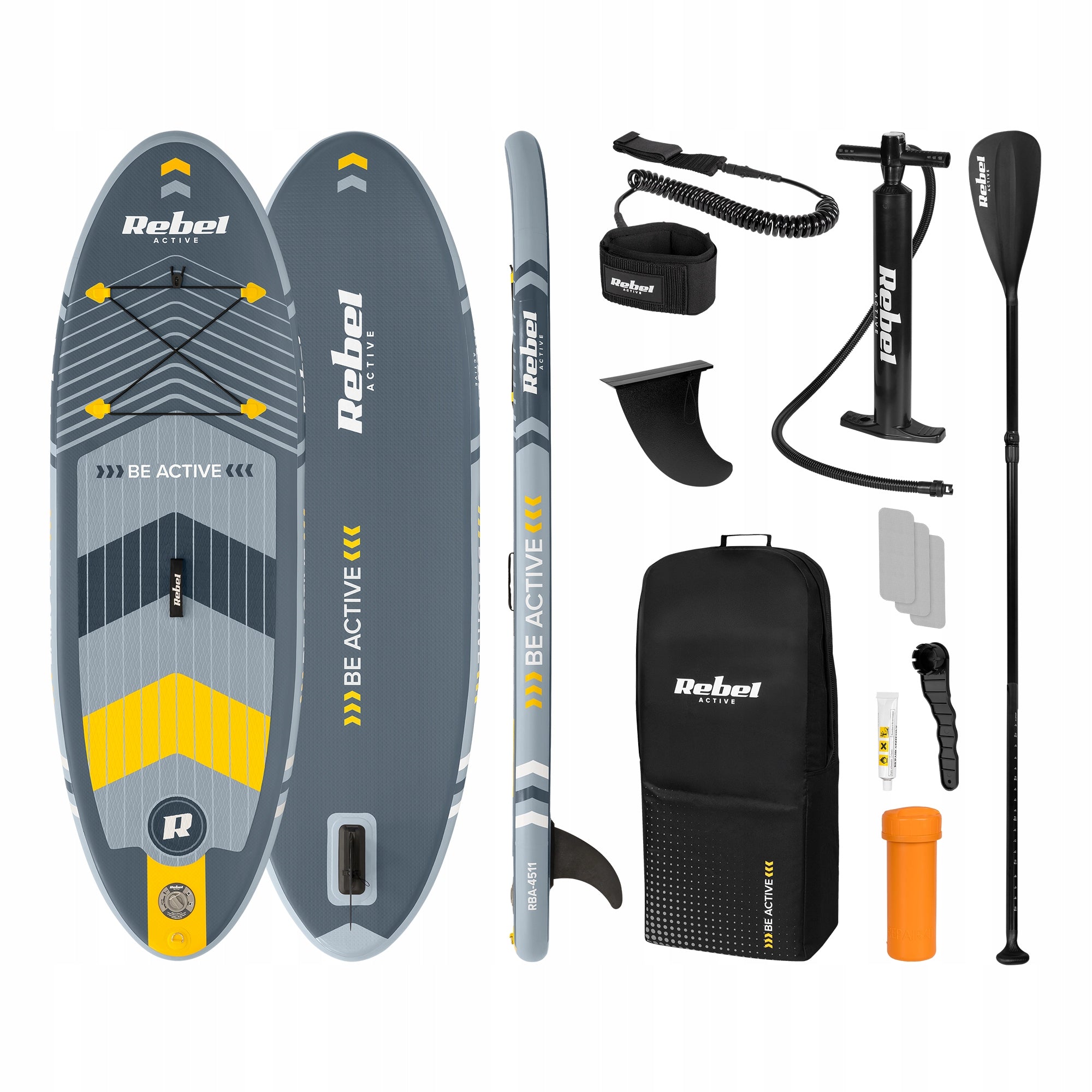 SUP board pumped for swimming 244 cm paddle Rebel set pump backpack