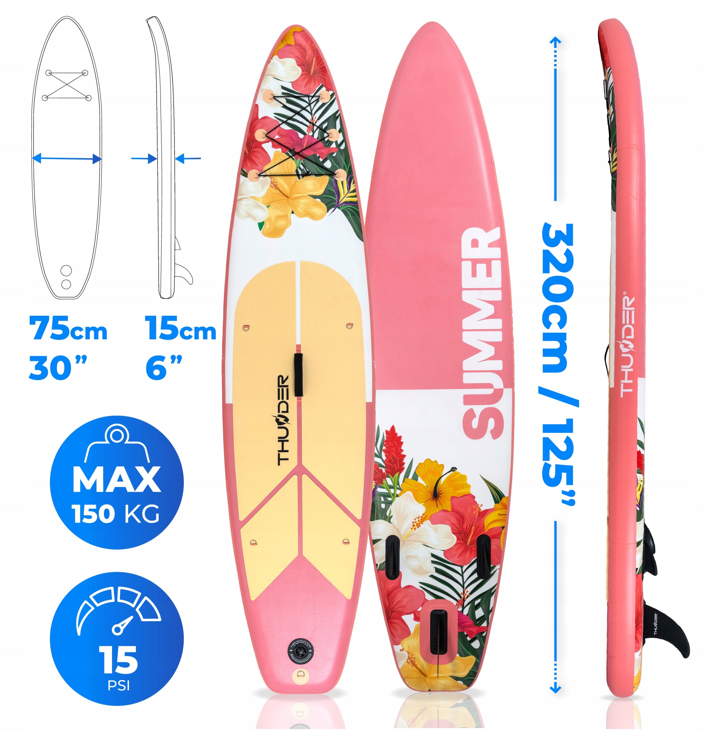 SUP board pumped for swimming paddle board 320cm with seat THUNDER Packaging status original