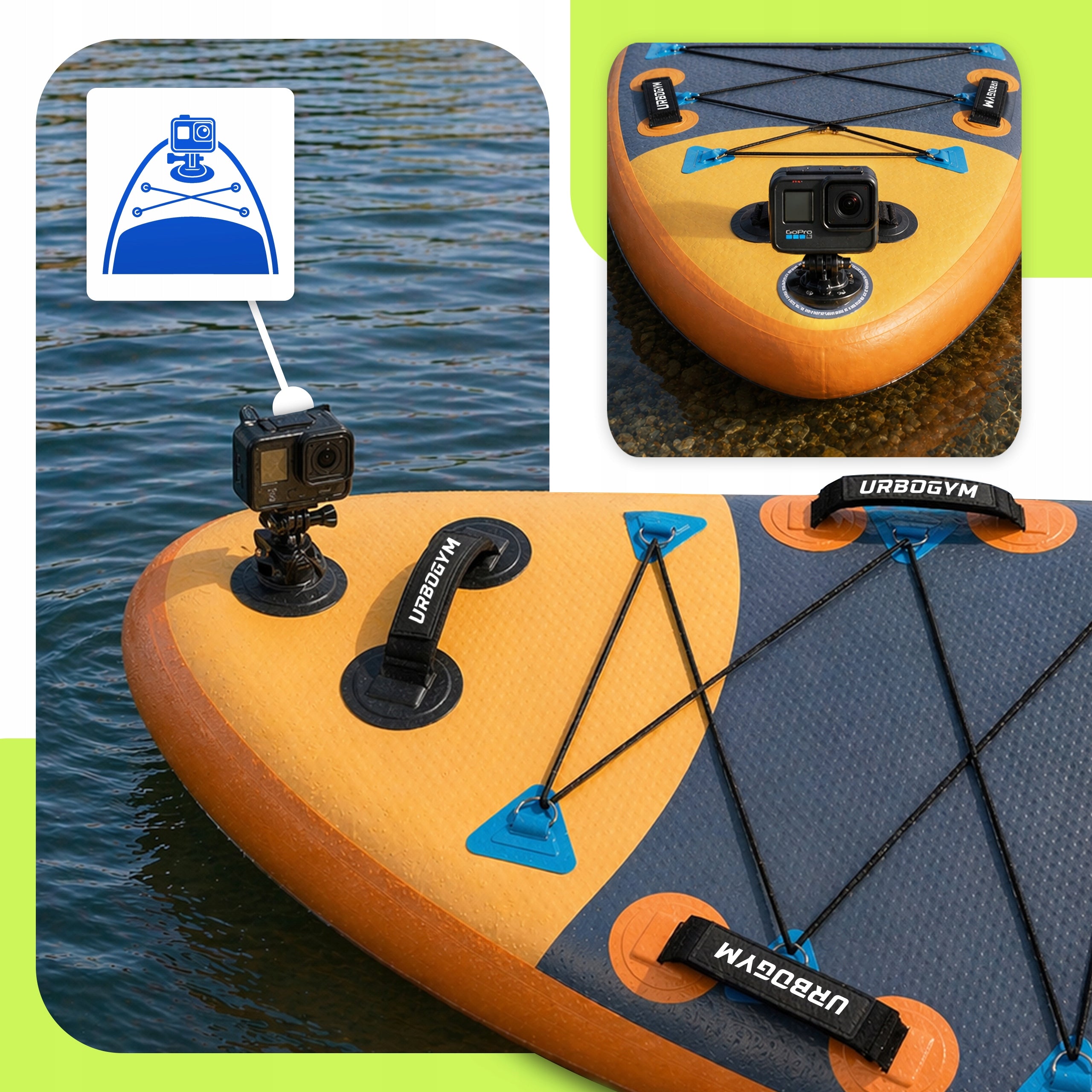 SUP board pumped for swimming paddle board 350cm GoPro URBOGYM Hypercane Kind SUP board