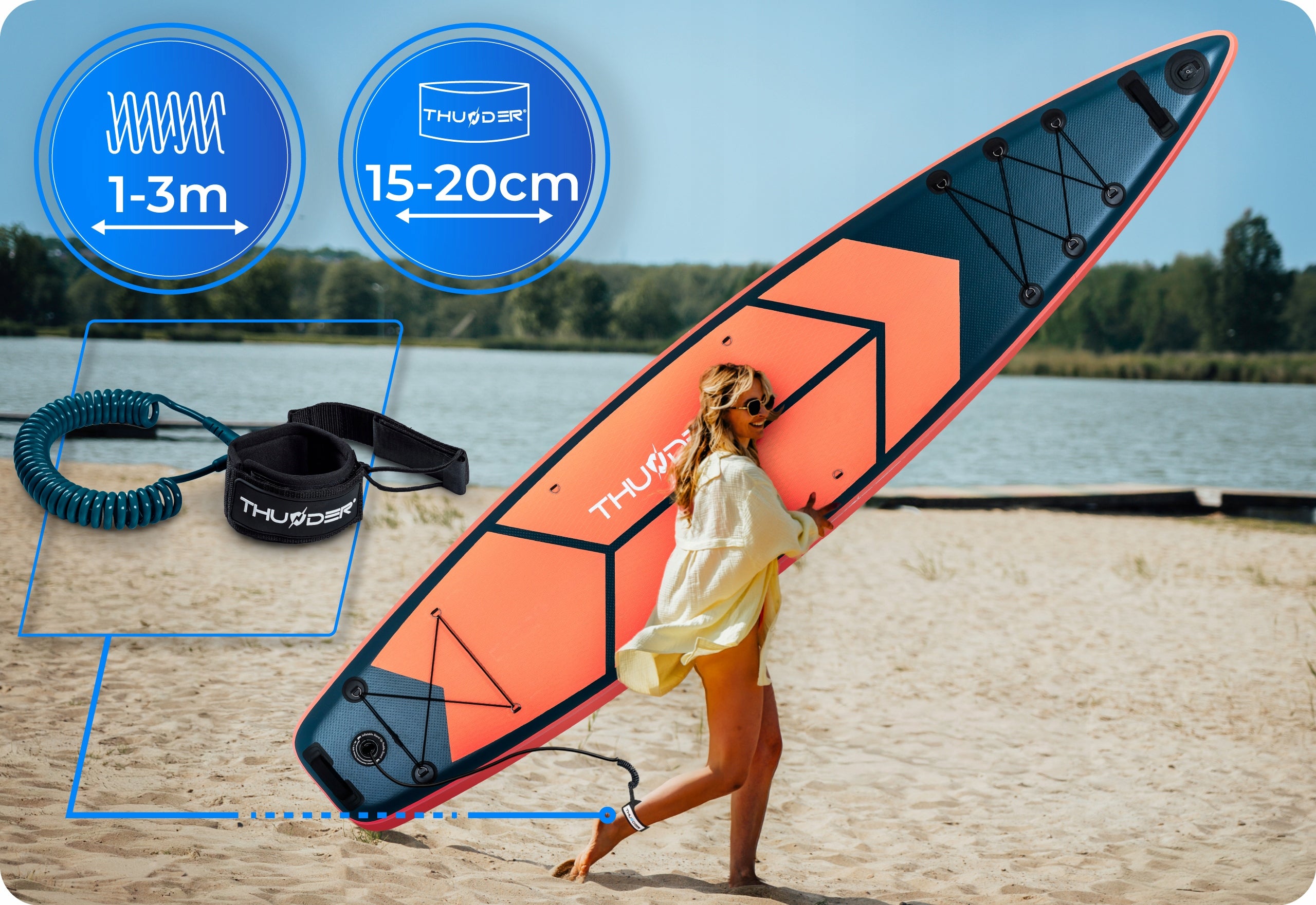 SUP board pumped for swimming paddle board 365 cm seat GoPro THUNDER Brand Thunder