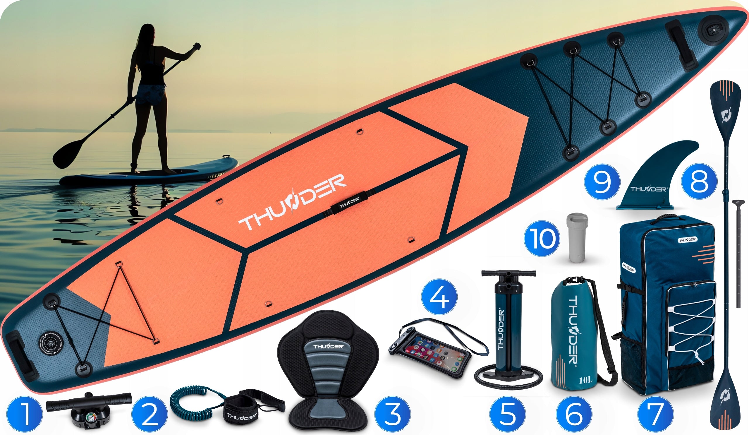 SUP board pumped for swimming paddle board 365 cm seat GoPro THUNDER Manufacturer code MISTY
