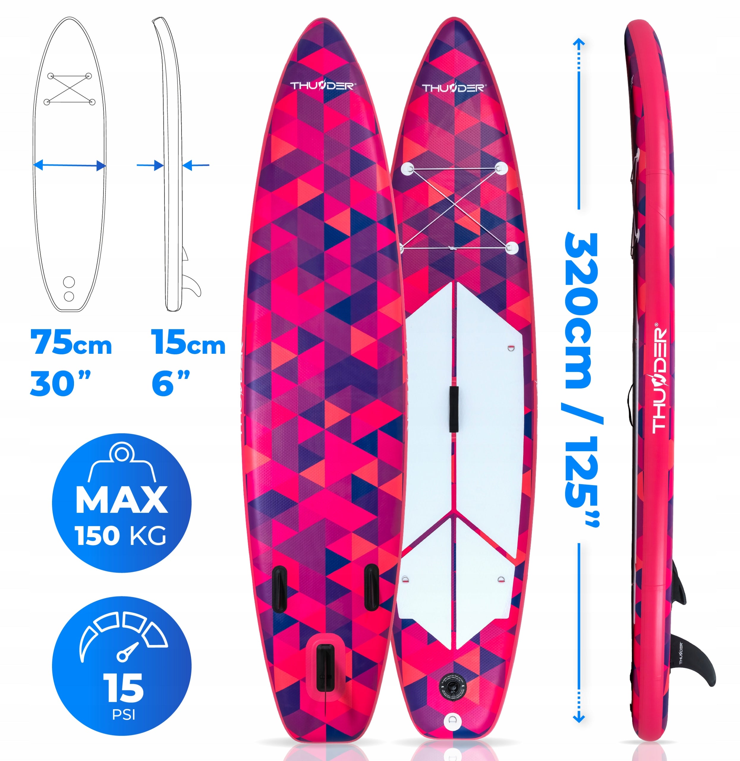SUP swimming board 320 CM inflatable with seat THUNDER pumped board Packaging status original