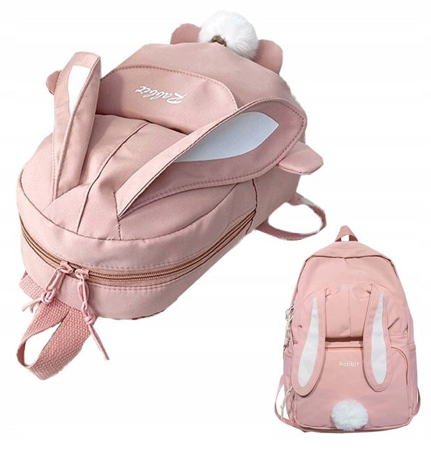 SUPER BACKPACK FOR CHILDREN SCHOOL RABBIT WITH EARS PINK BACKPACK