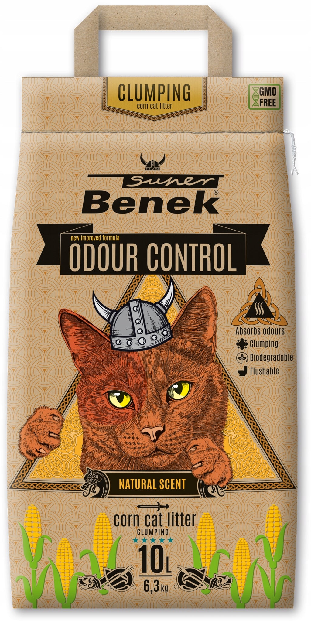 SUPER BENEK CORNCAT ODOUR CONTROL NATURAL 10L corn litter