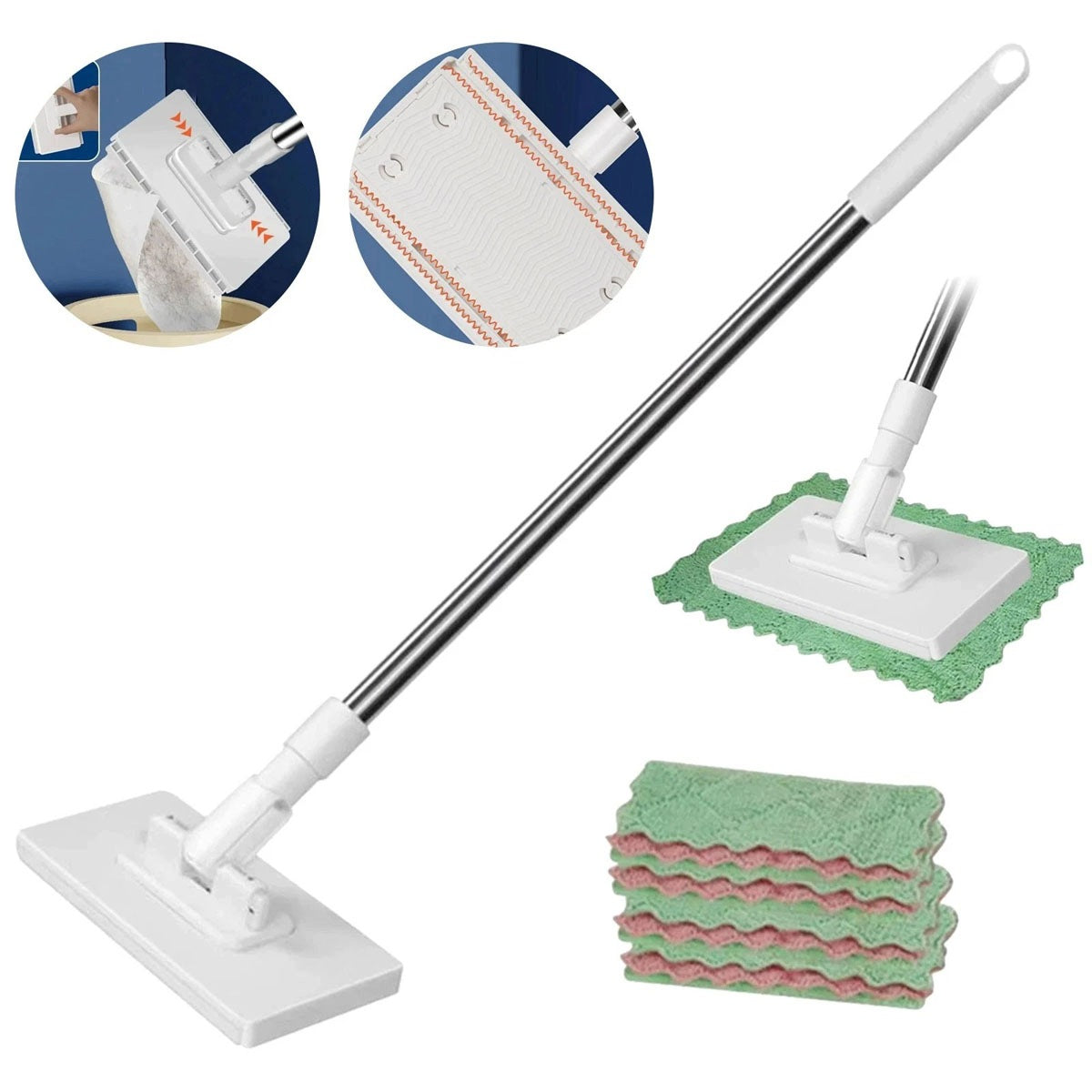 SUPER SET MOP WITH CAP 4 CLOTHS, HANDLE 100 CM