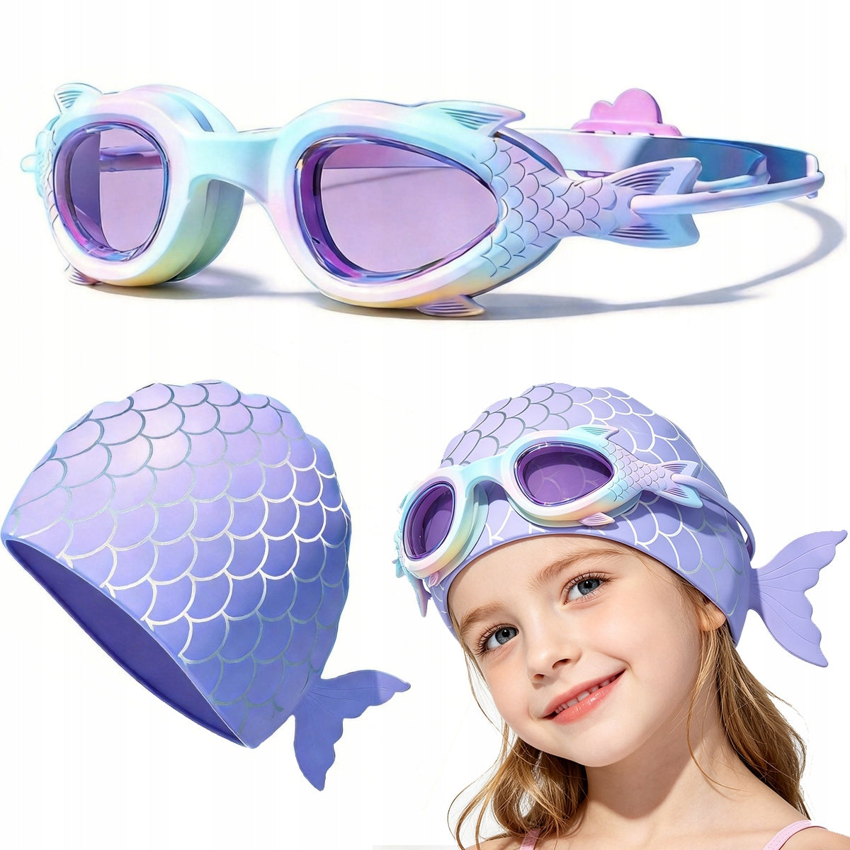 SUPER SET OF CAPS GLASSES swimming pool water swimming glasses CHILDREN Girls