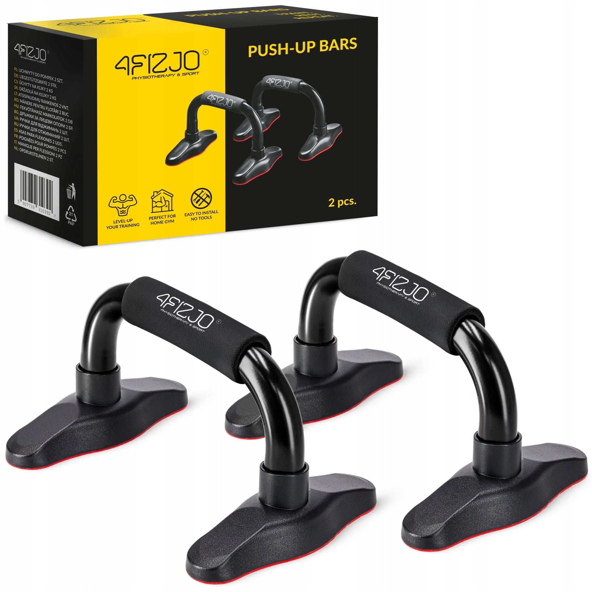 SUPPORTS PUSH-UP HANDLES TRAINING AT HOME AND GYM STEEL PARALLETS 2PCS.