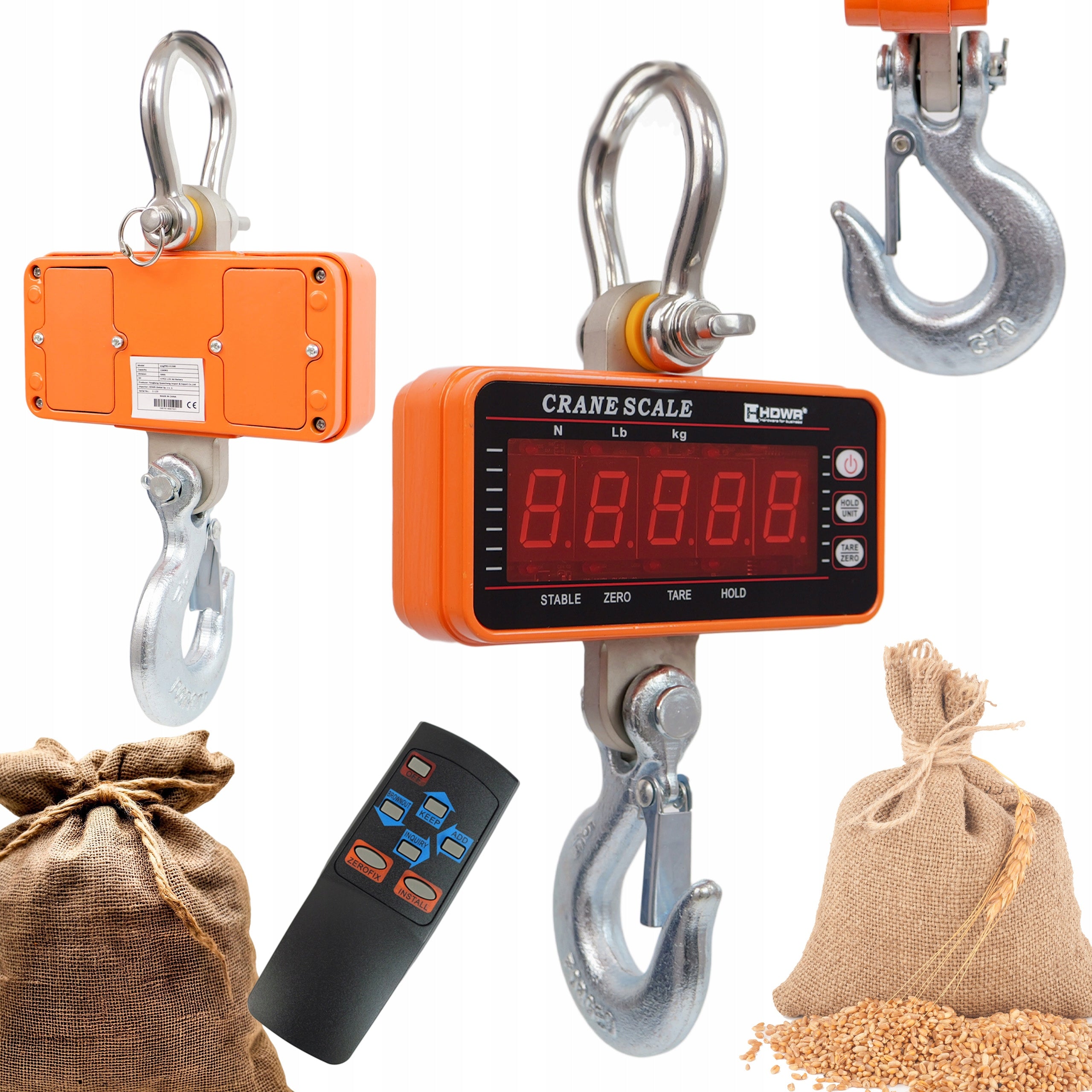 SUSPENDED HOOK SCALE UP TO 1,5T 1500 KG REMOTE CONTROL LCD