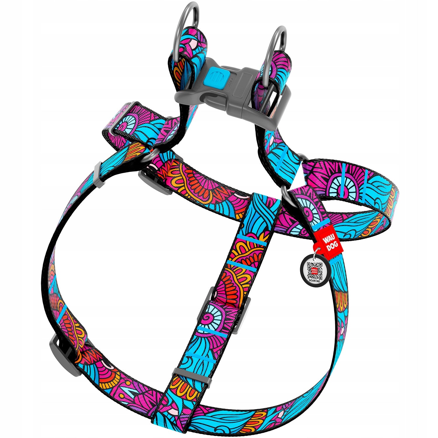 SUSPENDERS FOR MEDIUM DOGS WAUDOG SUMMER 50-80 CM 20 MM NYLON + ADDRESS CARD QR Manufacturer code 4619