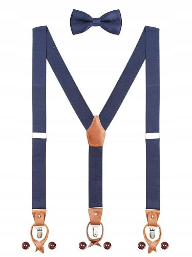 SUSPENDERS MEN'S SET OF 2 LEATHER BUTTONS CLIPS FOR MAN 160 200 CM Brand no brand