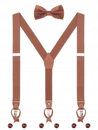 SUSPENDERS MEN'S SET OF 2 LEATHER BUTTONS CLIPS FOR MAN 160 200 CM