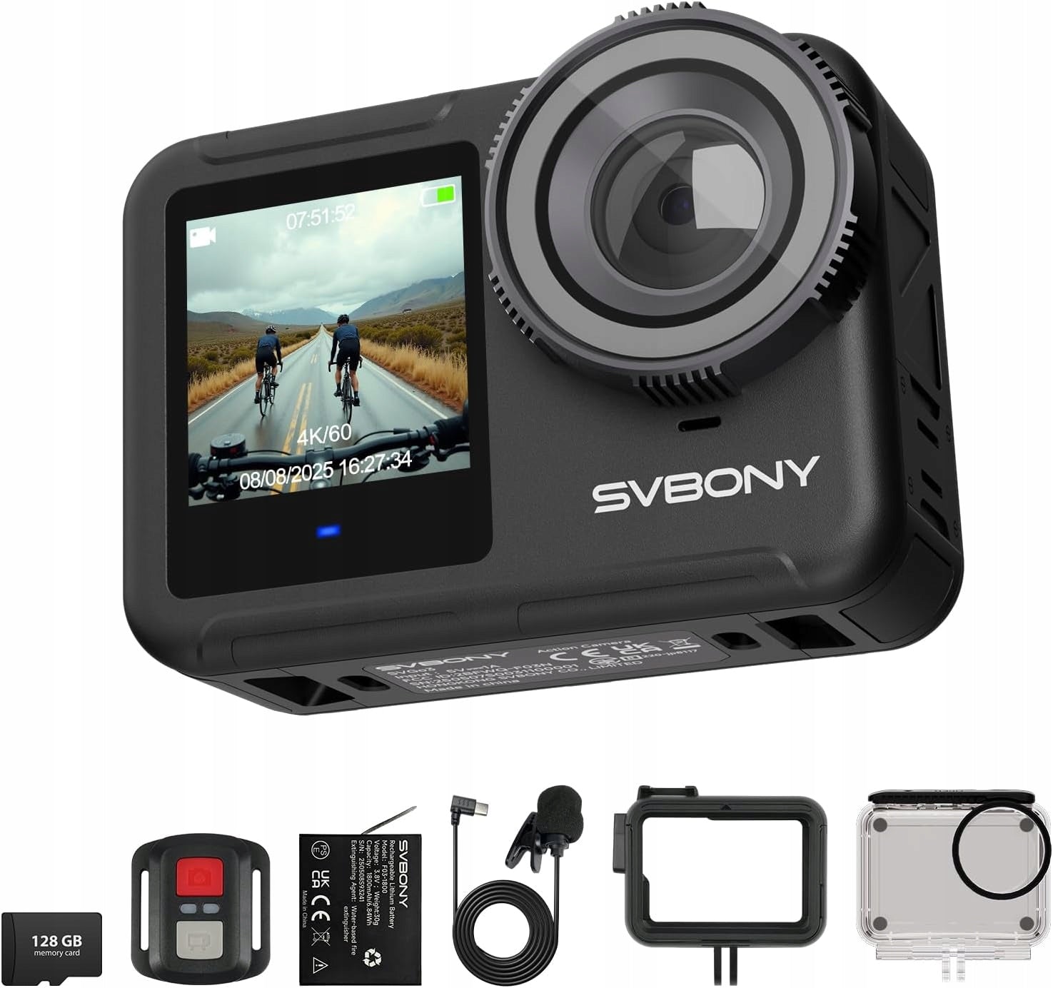 SVBONY SvGo3 Sports Camera 4K30fps,Waterproof Enclosure,Double IPS Screen