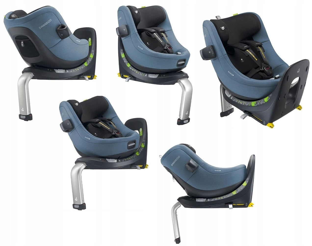 SWANDOO MARIE 5 I-SIZE SWIVEL SEAT 360 0-18 KG TO 4 YEARS RWF FWF GREY Brand Swandoo