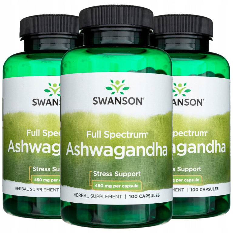 SWANSON ASHWAGANDHA ASHWAGANDA Indian Ginseng Withania 3x100 CAPSULES Packaging status original