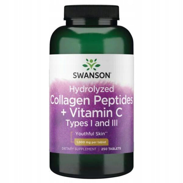 SWANSON Hydrolyzed Collagen Peptides + Vitamin C Types I, III 1000mg 250 Tablets