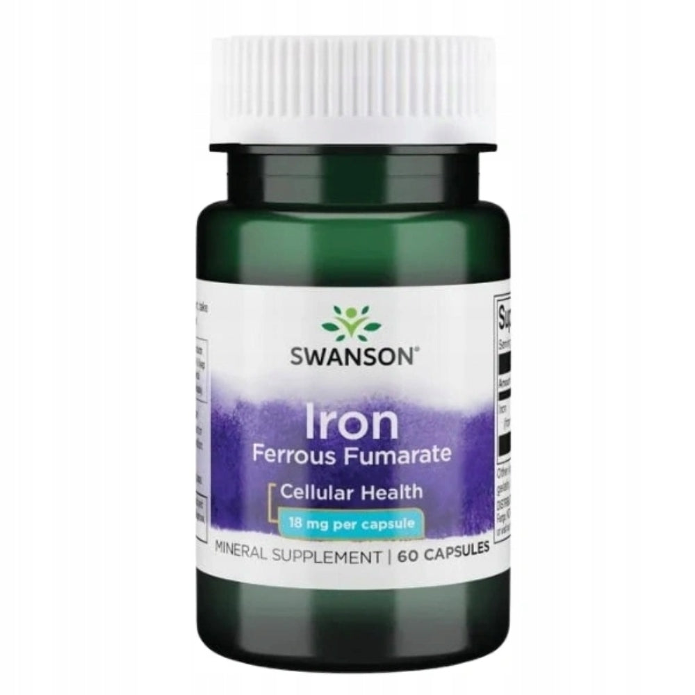 SWANSON IRON FUMARATE 18 mg 60 kaps FATIGUE STRENGTH ENERGY STRENGTH Manufacturer code 87614115870
