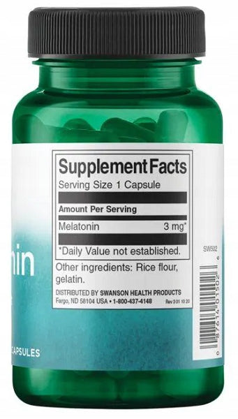 SWANSON Melatonin 3mg Forte 120 kaps Strong Deep Sleep Sleeping USA Expiration date at least 1 year from the date of purchase