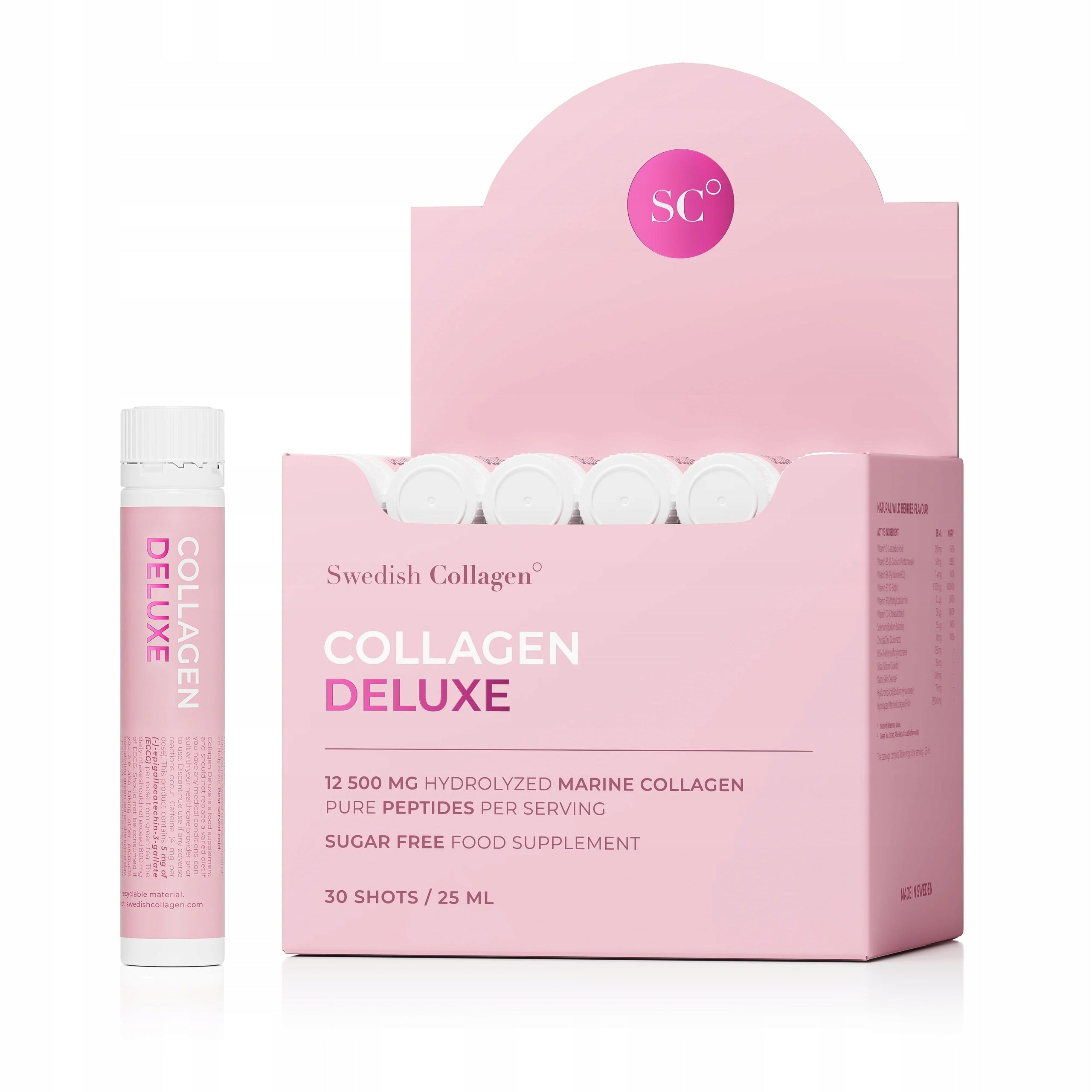 SWEDISH NUTRA COLLAGEN DELUXE MARINE COLLAGEN PEPTIDES 12500 MG 30 SHOT