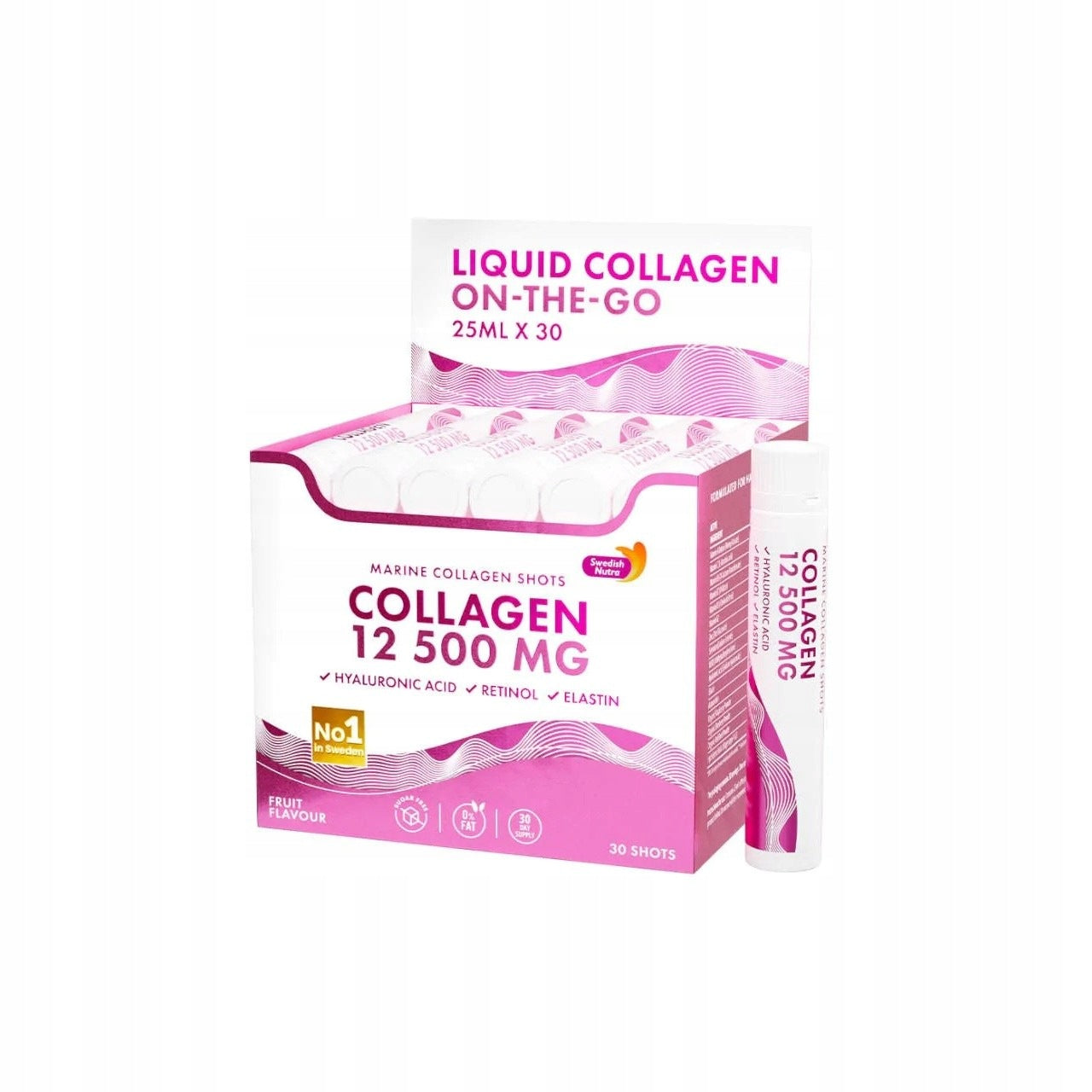 SWEDISH NUTRA Marine Collagen 12 500 mg Shots 25 ml x 20 shots