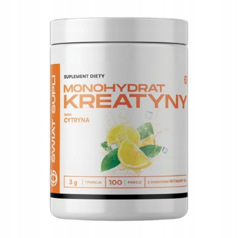 ŚWIAT SUPLI Creatine Monohydrate 300g LEMON Powder Muscle Strength Creatine