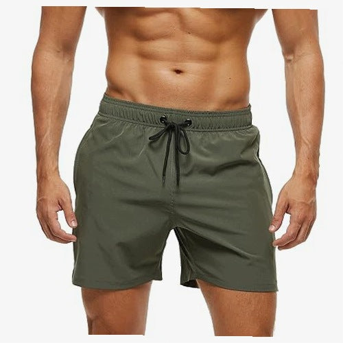 SWIM SHORTS MEN QUICK-DRYING POCKET ZIPPER MILITARY GREEN