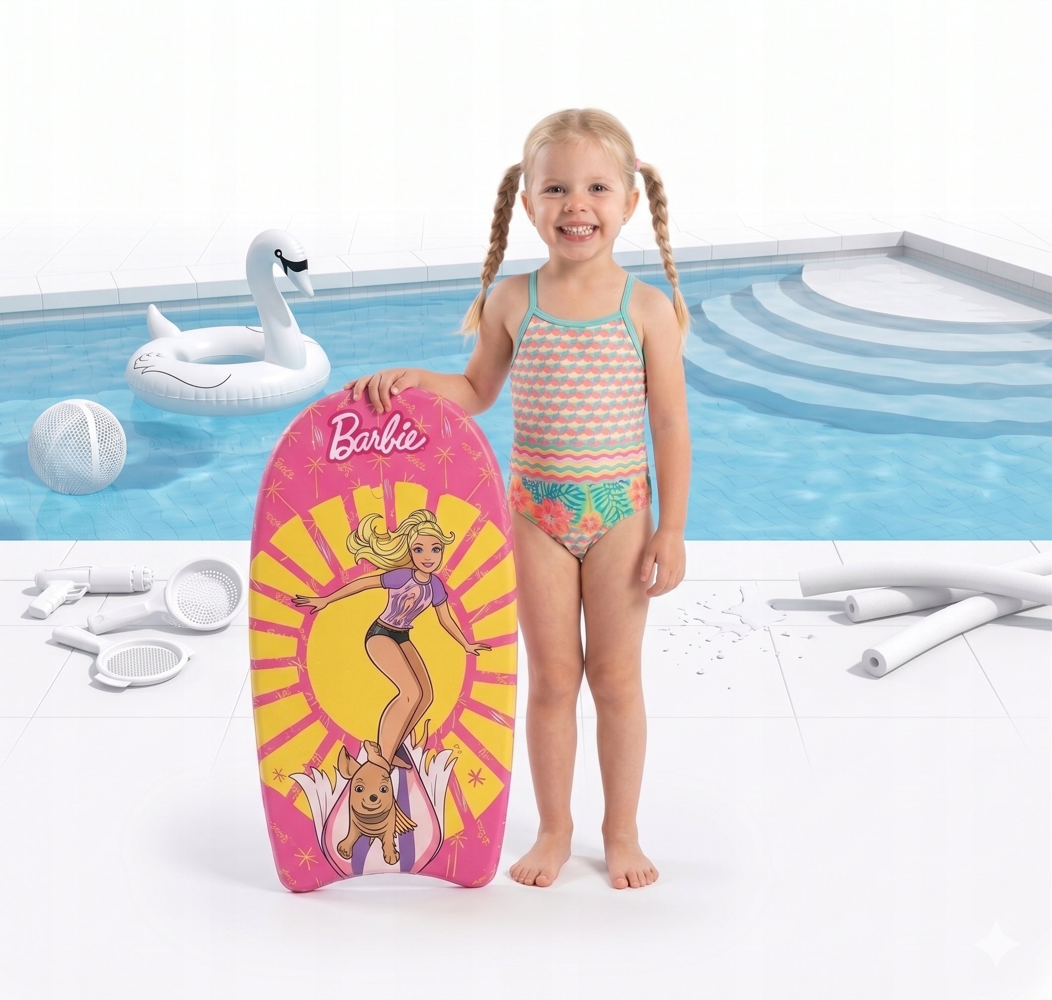 SWIMMING AND SUNBATHING BOARD WITH BARBIE LARGE FOR CHILDREN SWIMMING POOL BEACH SUMMER Brand Mondo