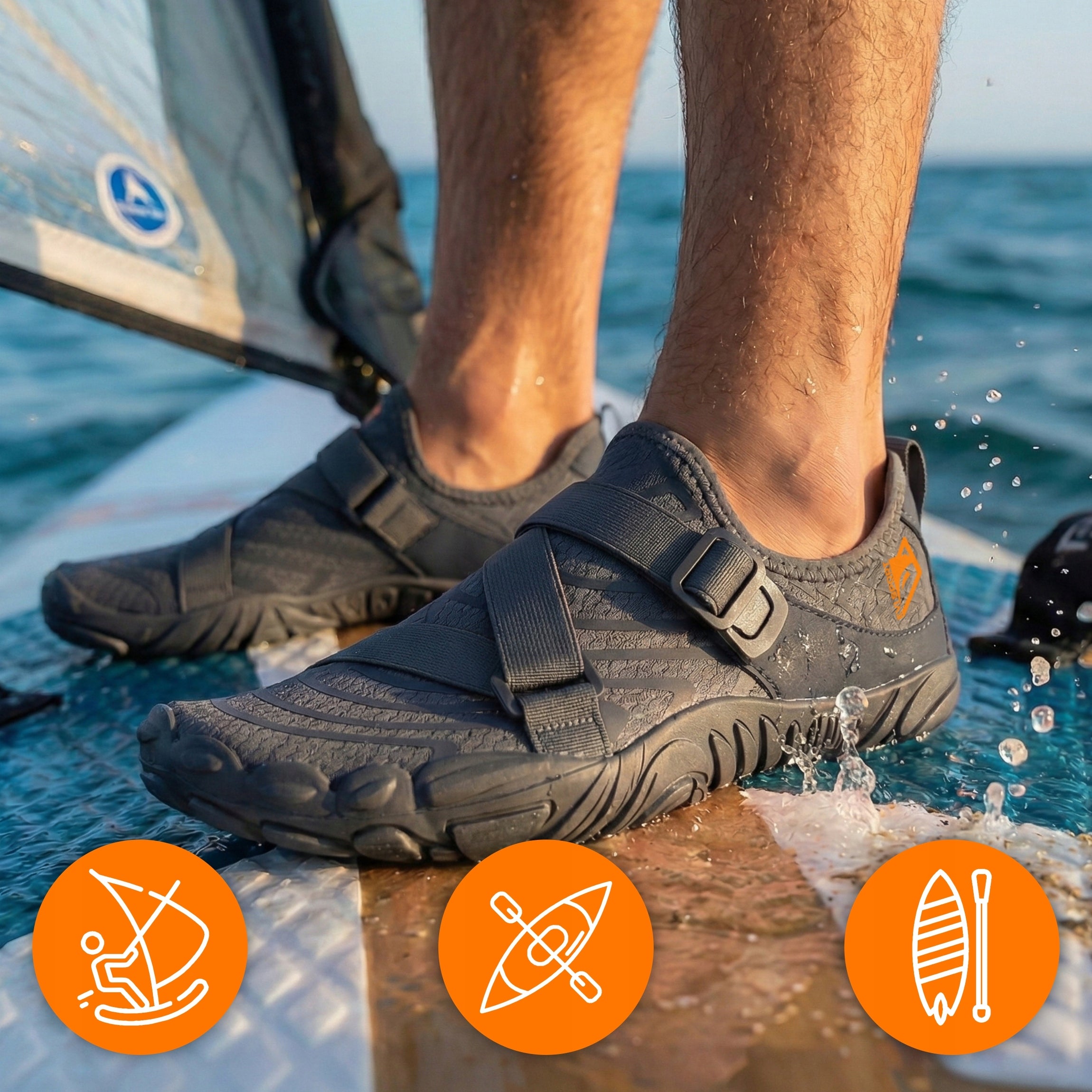 SWIMMING AND WALKING WATER SHOES MEN'S SEA URCHINS HARD SOLE STRAP 43 Model WaveRunner