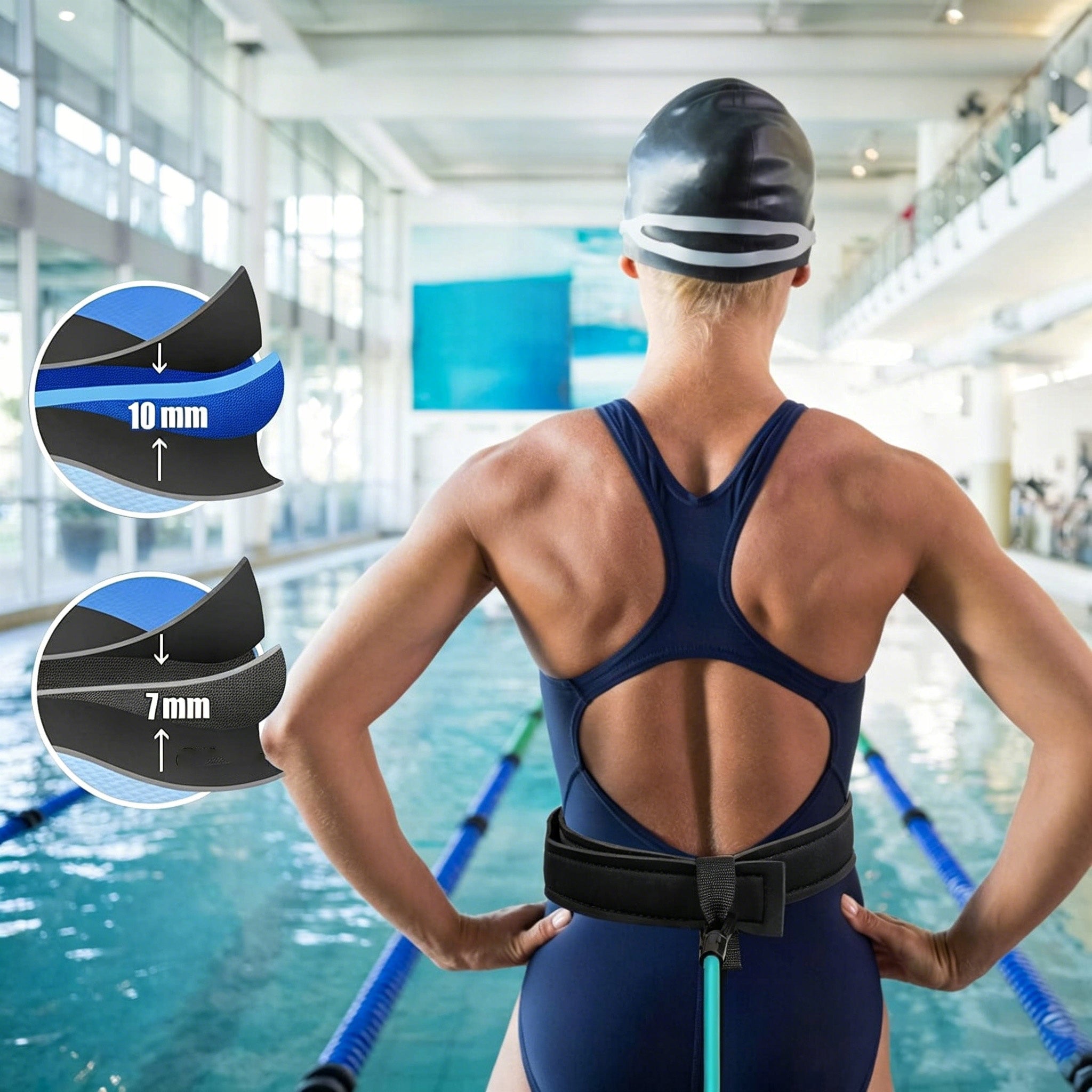 SWIMMING BELT IN THE POOL – RESISTANCE HARNESS, ADJUSTABLE, 4 M, FOR TEENAGERS Manufacturer code 7SPYQ5168