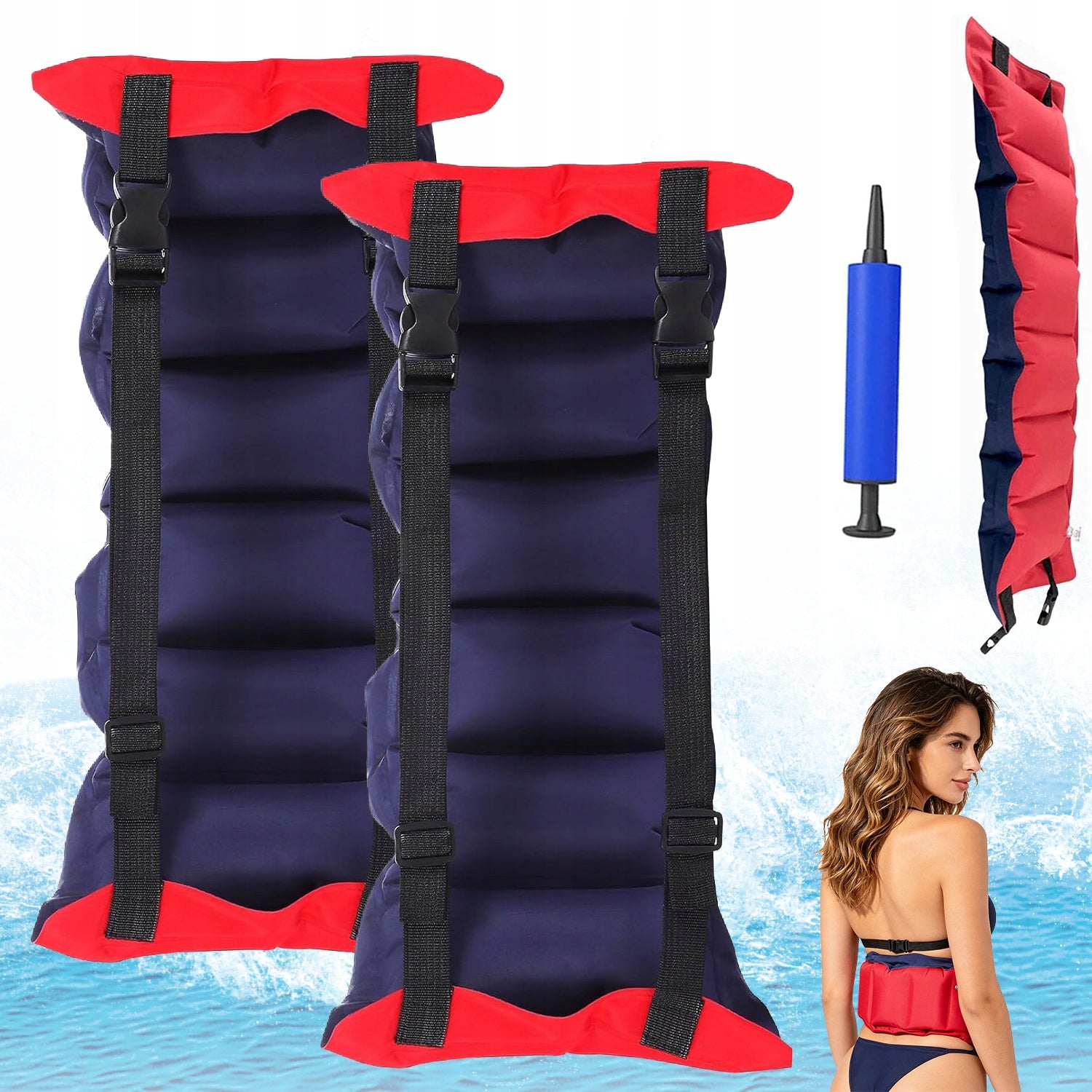 SWIMMING BELT PVC 2 PIECES WITH PUMP ADJUSTABLE SWIMMING POOL LEARNING SEA