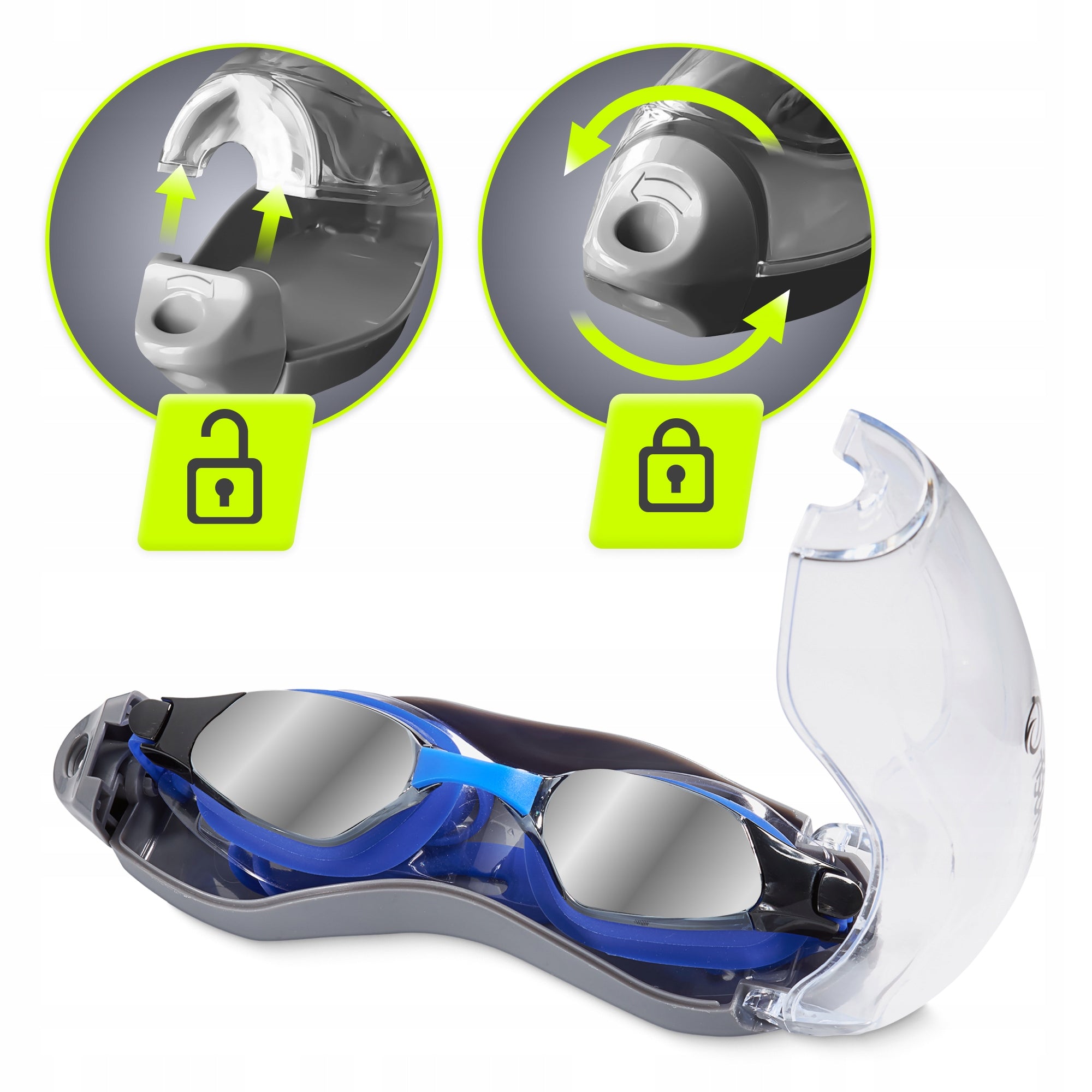 SWIMMING GOGGLES ANTI FOG SWIMMING POOL GLASSES ADJUSTABLE TSUNAMI Color blue