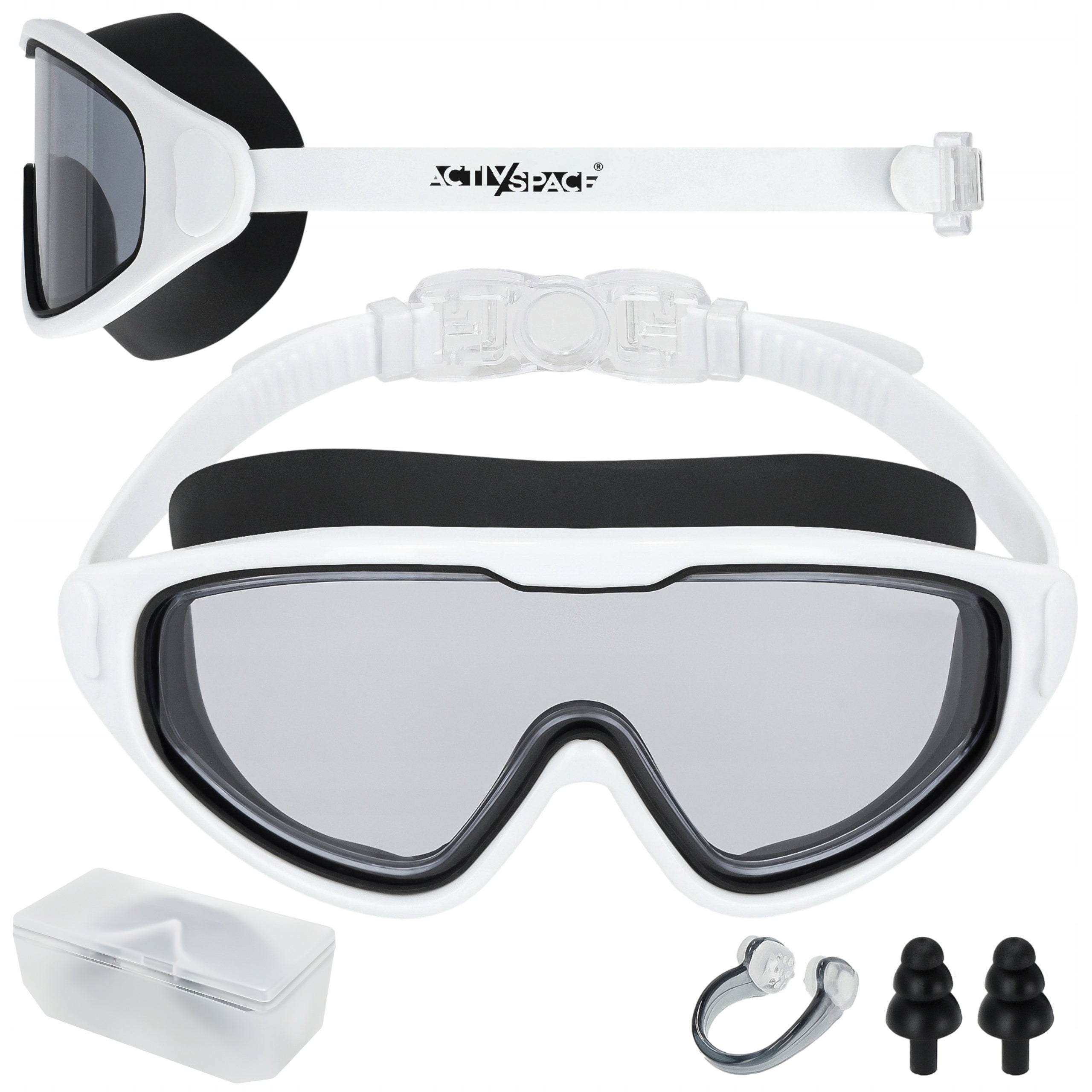 SWIMMING GOGGLES ANTI-FOG SWIMMING POOL GOGGLES +NOSE PLUGS AND CASE