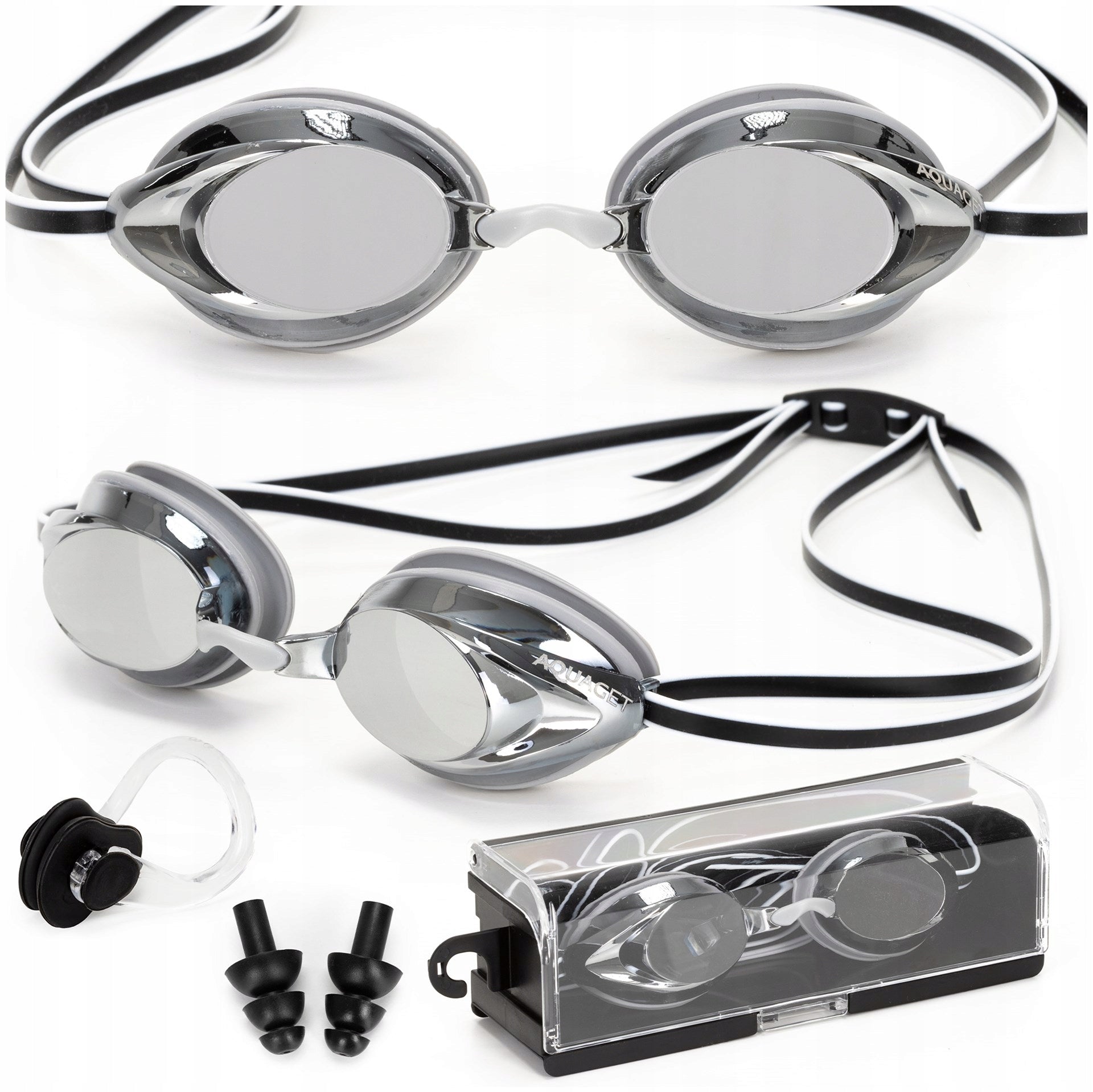 SWIMMING GOGGLES FOR SWIMMING POOL GOGGLES ANTI-FOG CASE UV filter Color black