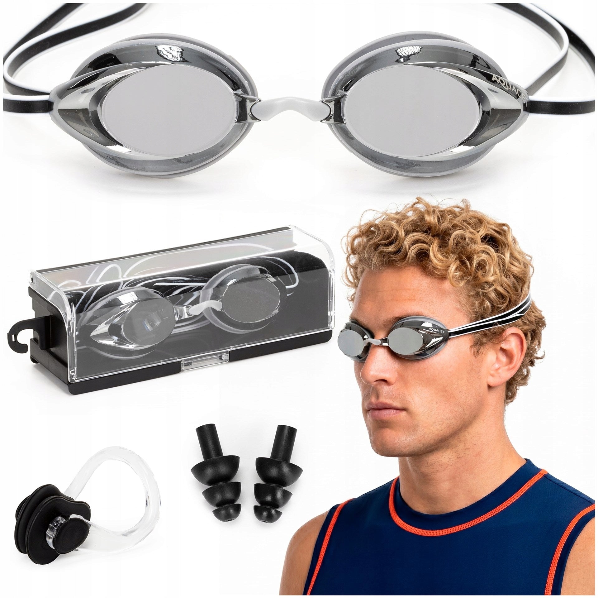 SWIMMING GOGGLES FOR SWIMMING POOL GOGGLES ANTI-FOG CASE UV filter