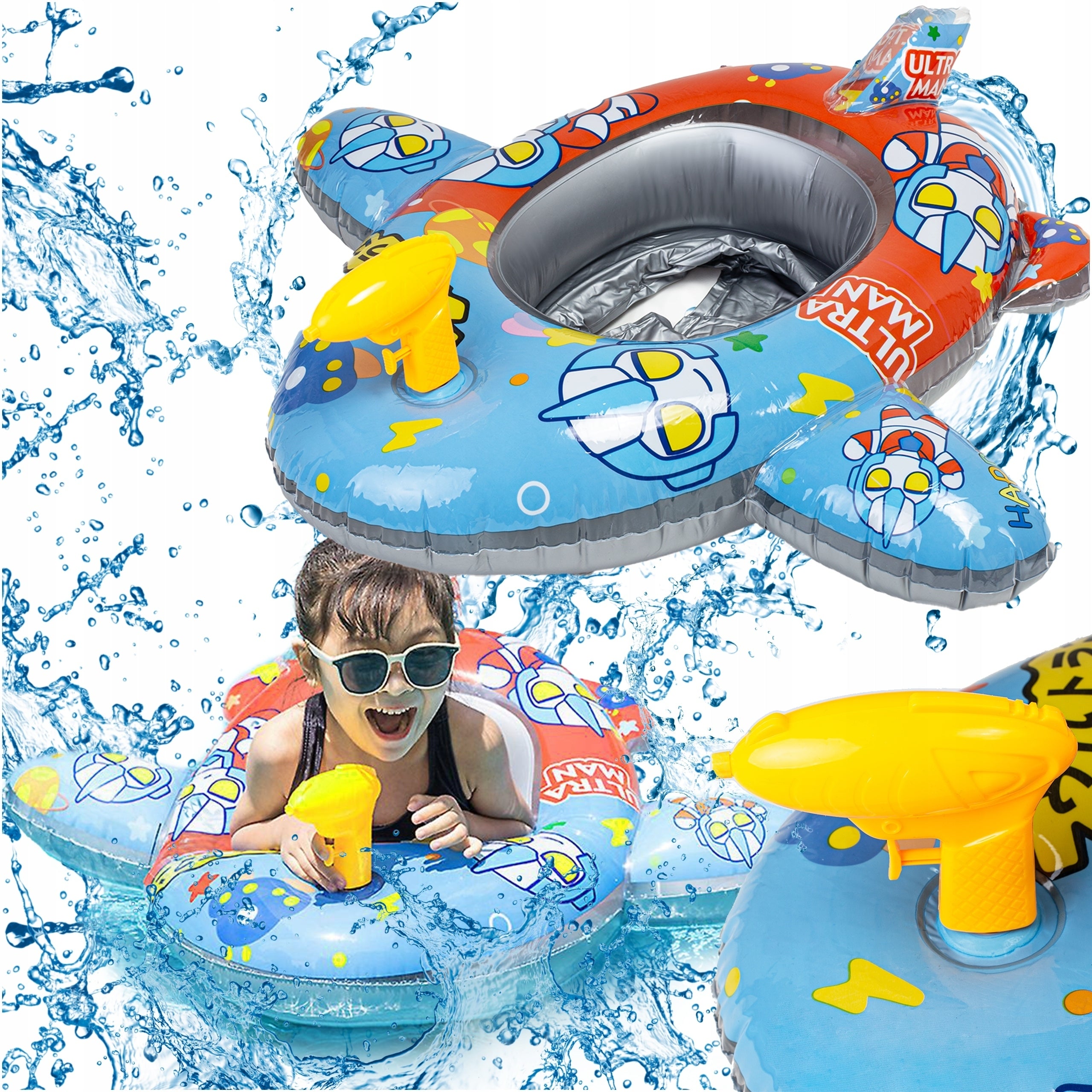 SWIMMING MATTRESS INFLATABLE WATER PONTOON NEAR CHILDREN WITH WATER GUN Brand no brand