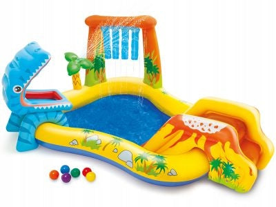 SWIMMING POOL INFLATABLE DINOSAUR SLIDE INTEX WATER SQUARE GARDEN LARGE FOR CHILDREN Height 109 cm