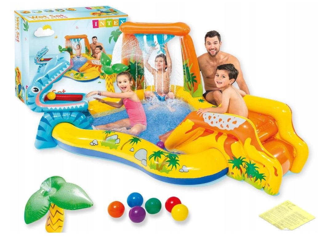 SWIMMING POOL INFLATABLE DINOSAUR SLIDE INTEX WATER SQUARE GARDEN LARGE FOR CHILDREN