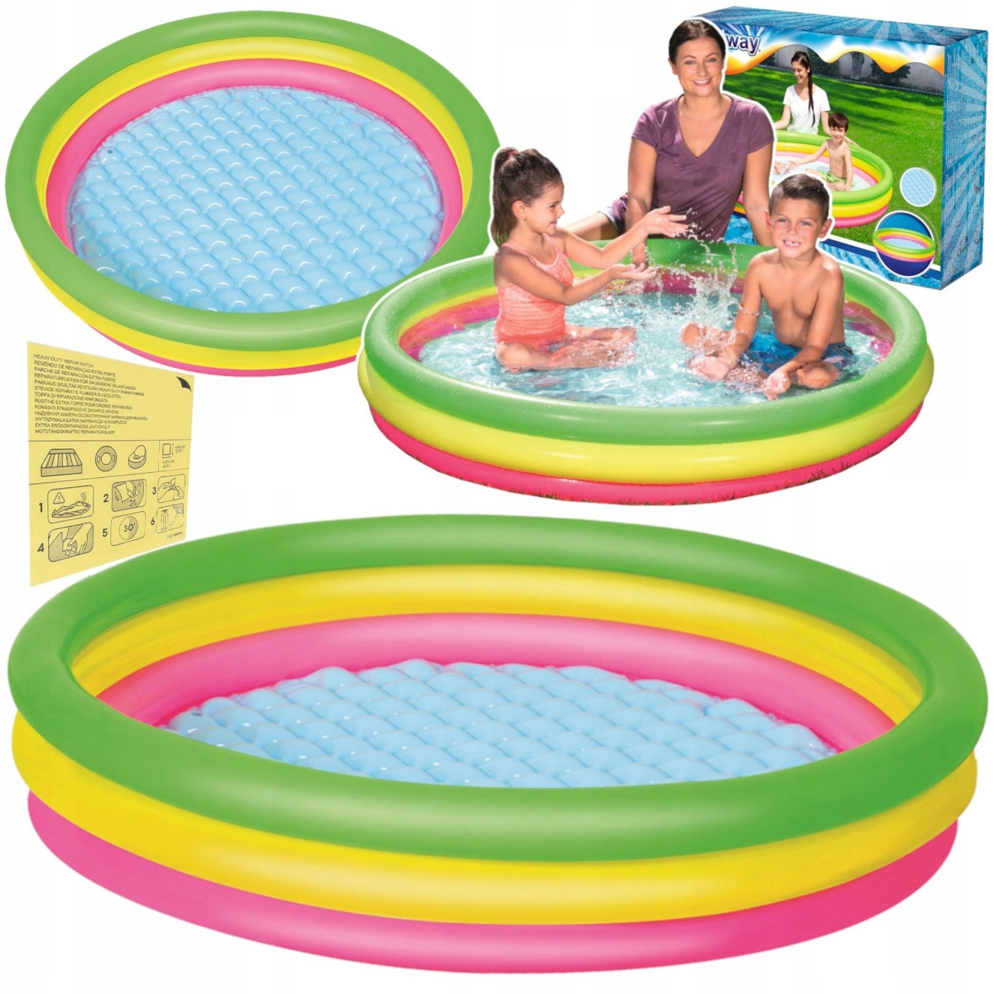 SWIMMING POOL INFLATABLE PADDLING POOL SOFT BOTTOM FOR CHILDREN 102X25CM BESTWAY