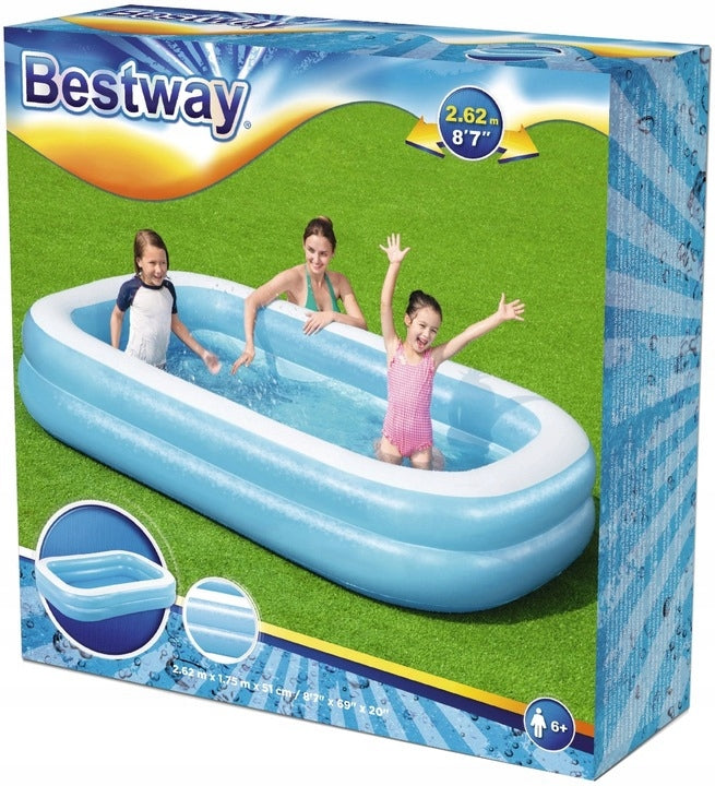 SWIMMING POOL INFLATABLE POOL LARGE FOR CHILDREN GARDEN FAMILY 262CM FAMILY XXL Color blue