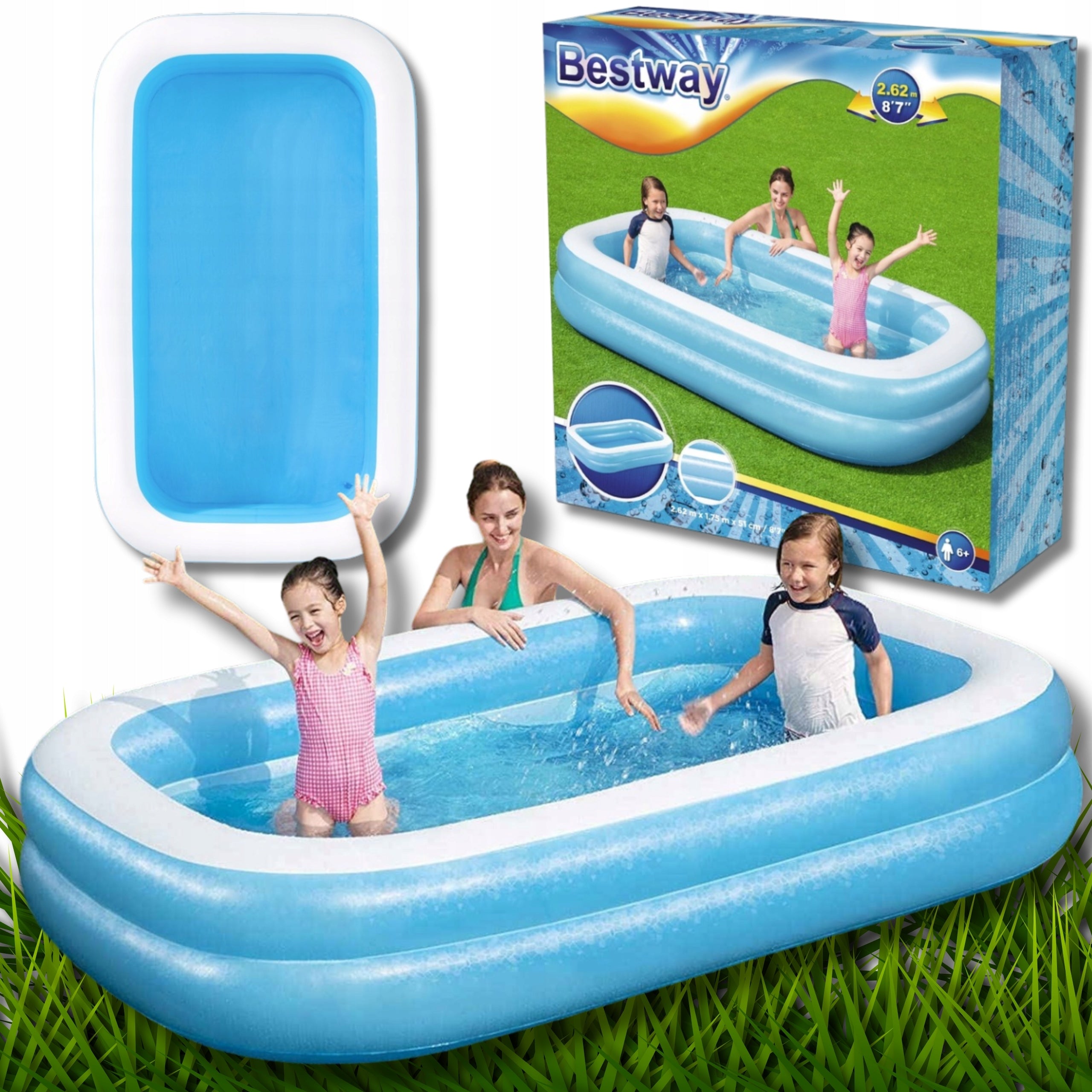 SWIMMING POOL INFLATABLE POOL LARGE FOR CHILDREN GARDEN FAMILY 262CM FAMILY XXL