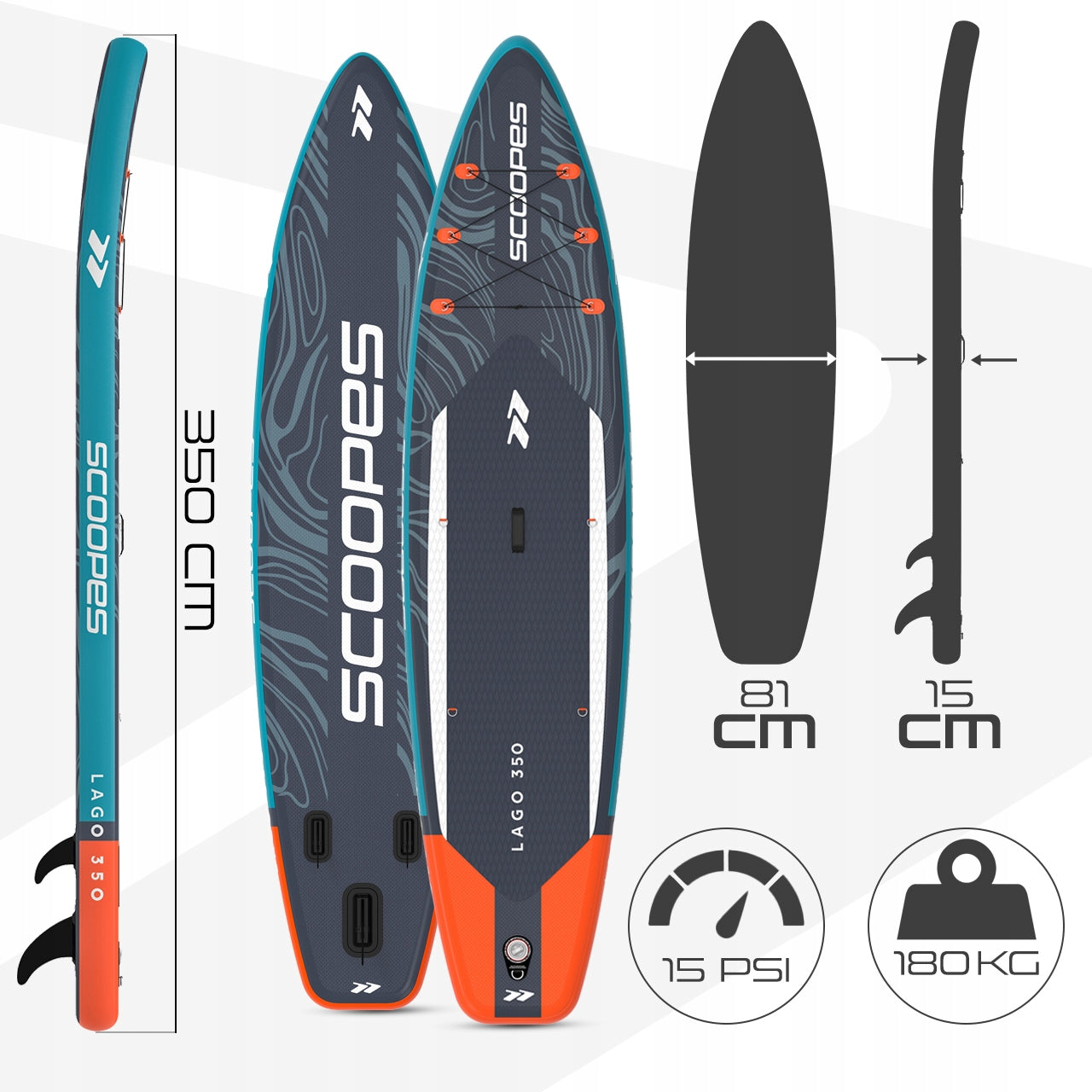 SWIMMING SUP BOARD PUMPED WITH ACCESSORIES SET PADDLE PUMP 350 CM Manufacturer code 113830