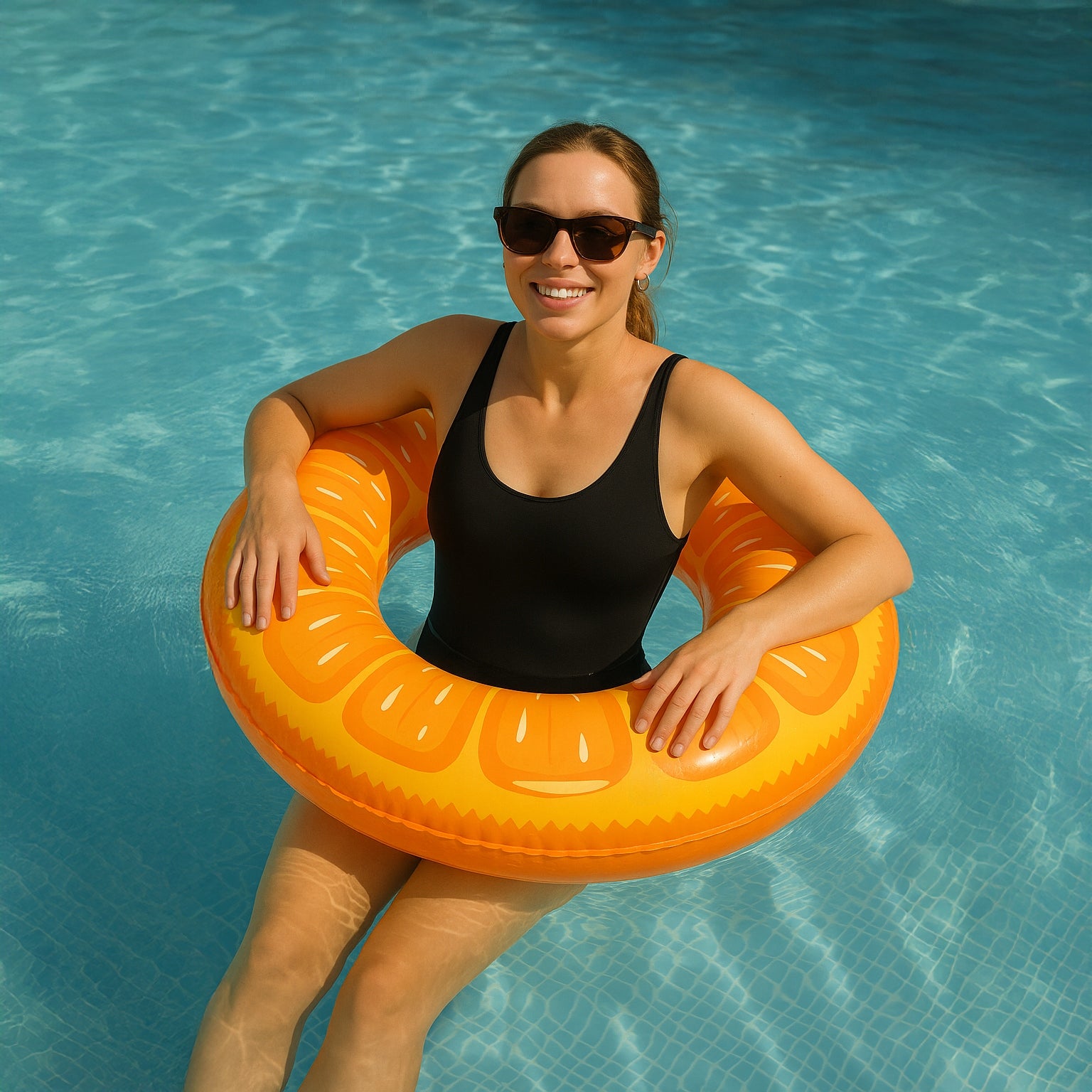 SWIMMING WHEEL INFLATABLE LARGE WATER BEACH MATTRESS CIRCLE ORANGE CHILDREN Color orange