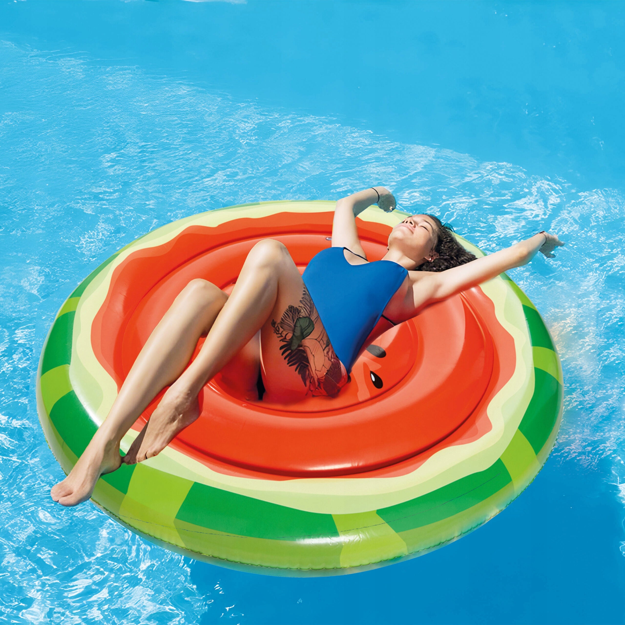SWIMMING WHEEL INFLATABLE MATTRESS FOR POOL WATER BEACH LARGE WATERMELON CIRCLE Model do pływania