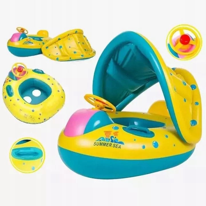 SWIMMING WHEEL INFLATABLE toy car pontoon for child with visor Color multicolor