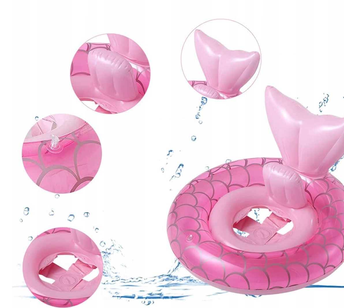 SWIMMING WHEEL Inflatable Beach Mattress Mermaid Manufacturer code kółko do pływania syrena z oparciem