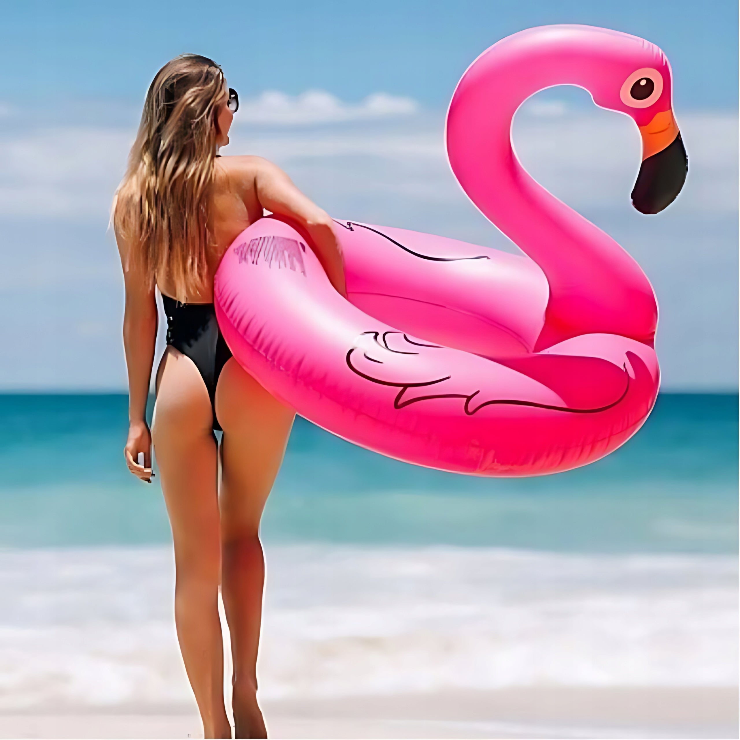 SWIMMING WHEEL LARGE INFLATABLE FLAMINGO FOR ADULT CHILDREN CIRCLE 120CM XXL Maximum load 150 kg